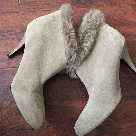 VINTAGE tan suede leather fur boot - Picture 13 of 15